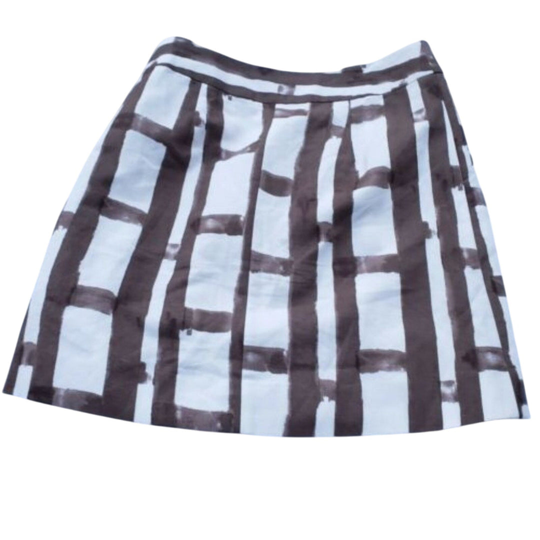 New Banana Republic Womens Size 2 Linen Blend Brown Plaid Mini Wrap Skirt