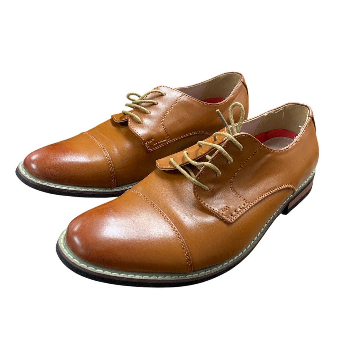 Bruno Mars Mens Size 11 Chestnut Brown Faux Leather Lace Up Oxford Formal Shoes