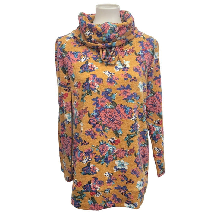 Wonderland Womens Small Floral Long Sleeve Cowl Neck Pullover Sweatshirt