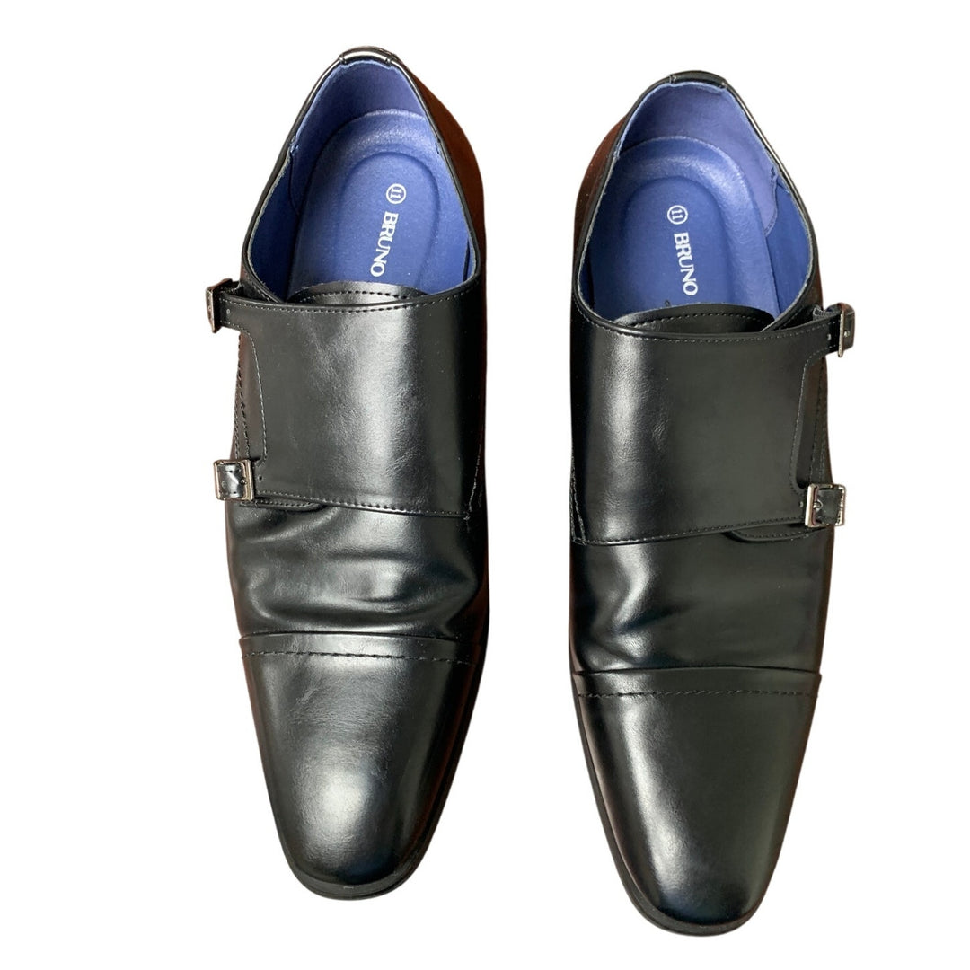 Bruno Marc Mens Size 11 Black Faux Leather Monk Strap Slip On Dress Loafer Shoes