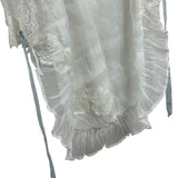 Vintage Handmade White Satin Lace Christening Baptism Pillow w Case and Ribbon