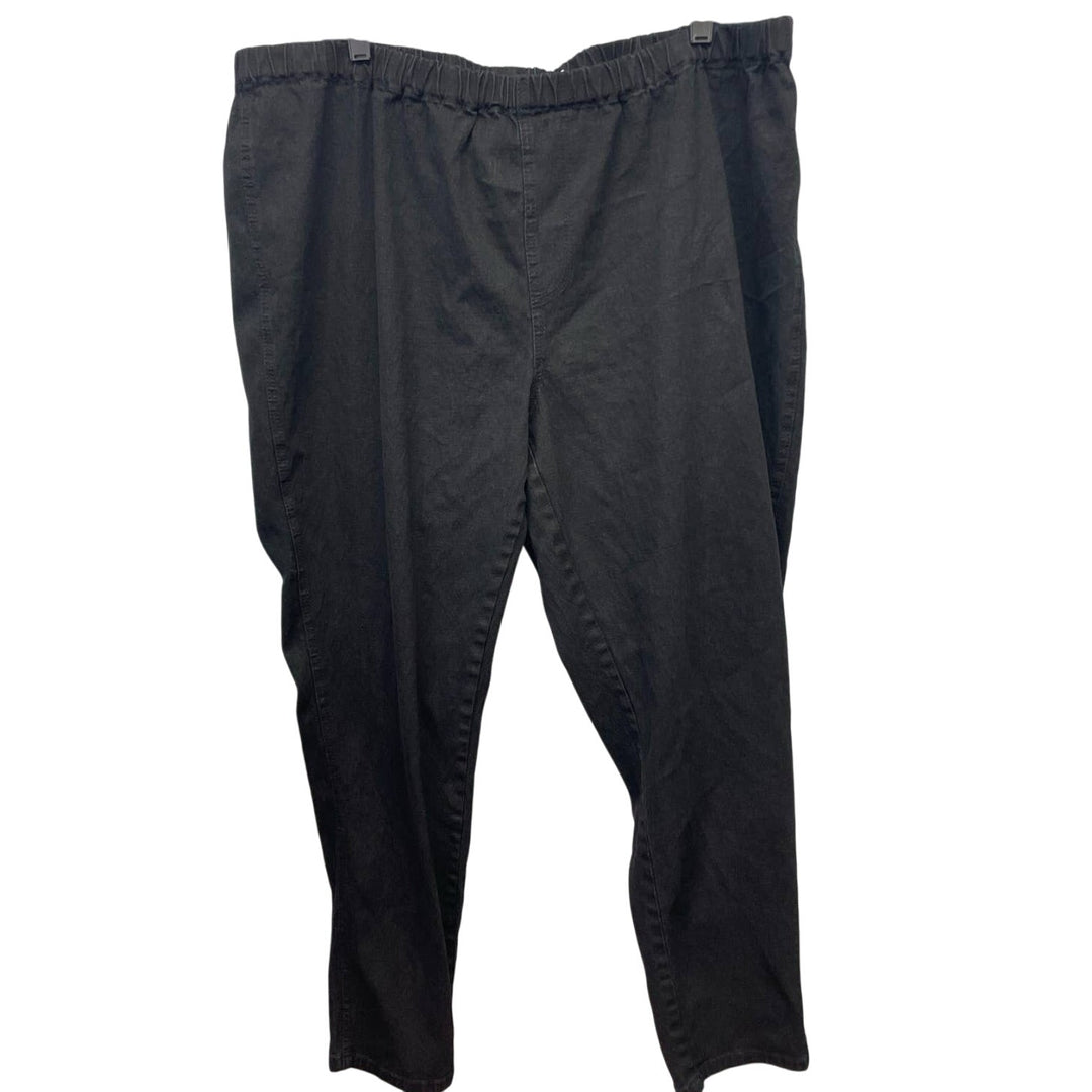 DG2 by Diane Gilman 3X Black Ramie Cotton Blend Stretchy Elastic Waist Pants