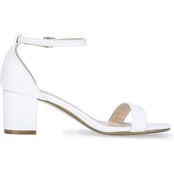 Idifu Womens Size 11 Cookie White Open Toe Ankle Strap 2.25" Chunky Heel Shoes