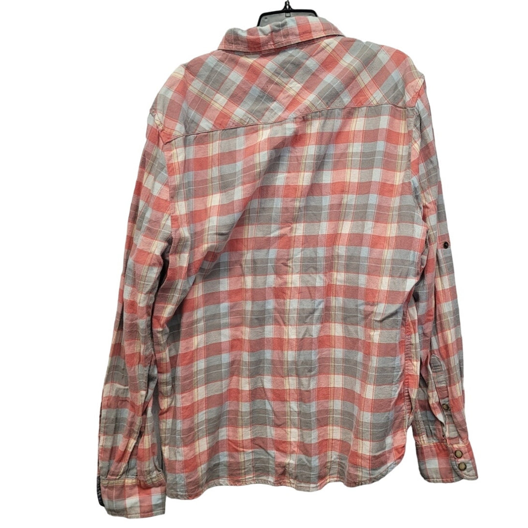 Jachs Girlfriend Womens XL 100% Cotton Plaid Long Sleeve Pearl Snap Up Shirt