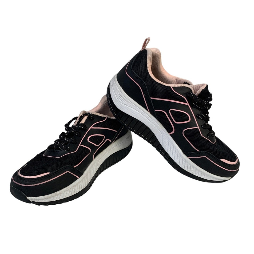 Zefuher Womens Size 7.5 Black Pink Sneakers Lace Up Low Top Running Tennis Shoes