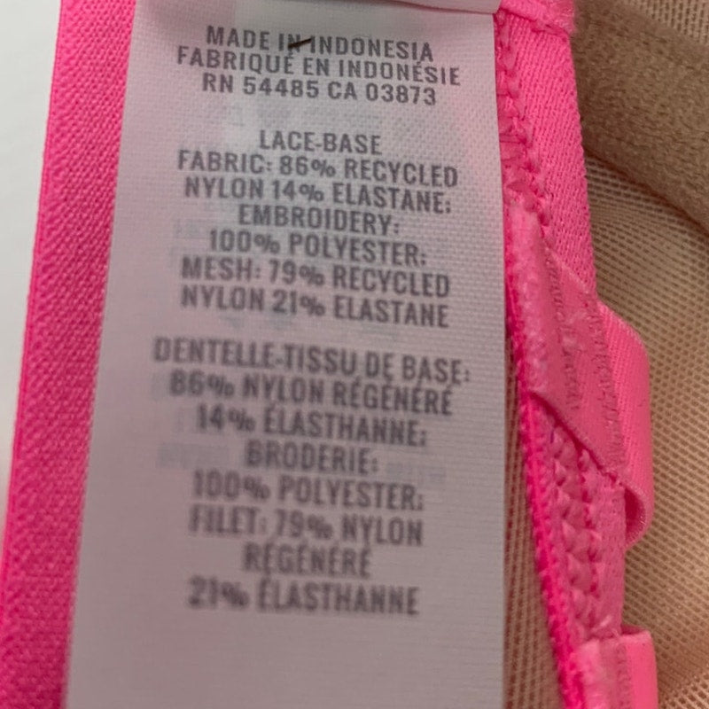 New Aerie Womens 34B Pink Tan Underwire Floral Adjustable Strap Balconette Bra