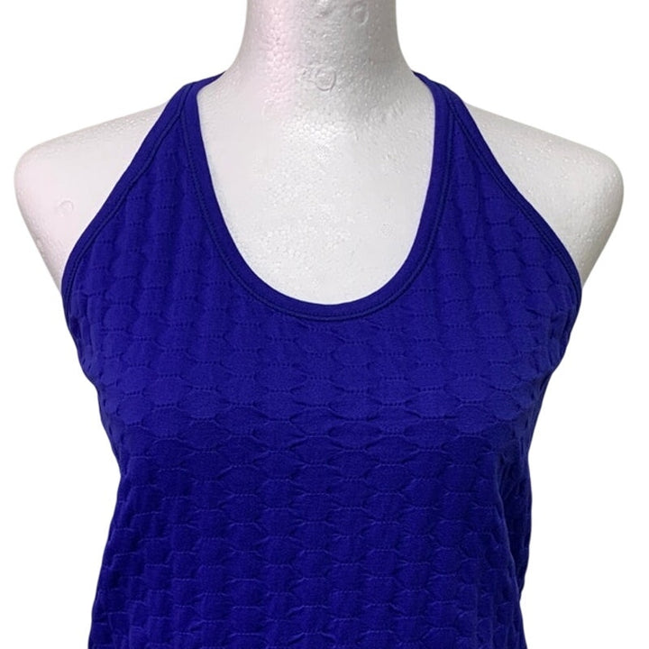 Athleta Womens Large Royal Blue Sleeveless Racer Back Textured Athletic Tank Top