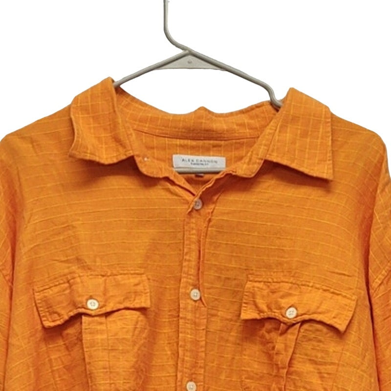 Alex Cannon Mens 2XL Texture Cotton Linen Blend Grid Long Sleeve Button Up Shirt