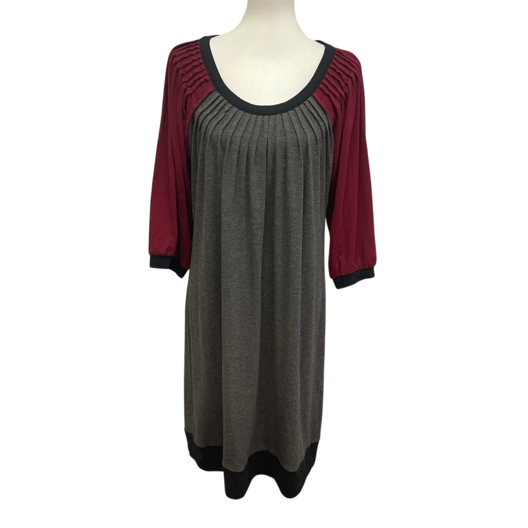 Dress Barn Womens Plus SIze 16 Long Sleeve Scoop Neck Cotton Blend T Shirt Dress