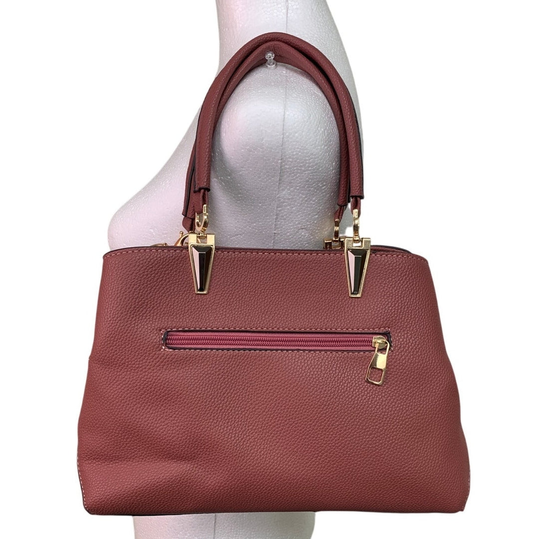 Alarion Aimily Mauve Rose Womens Zipper Close Cat Charm Purse Handbag Bag