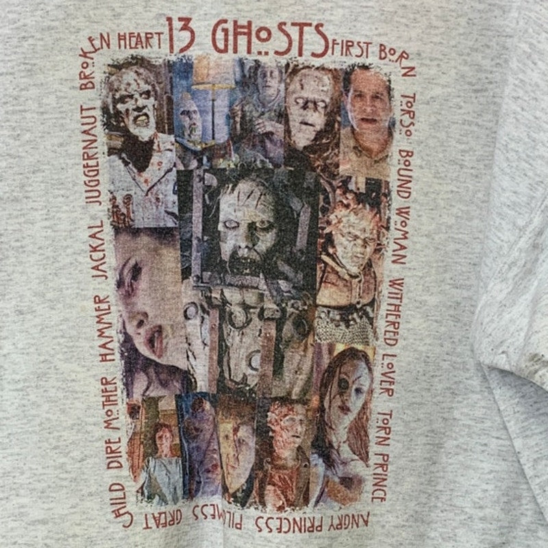 Hanes Mens Large Gray Heathered 13 Ghosts Movie Horror Long Sleeve Sweatshirt