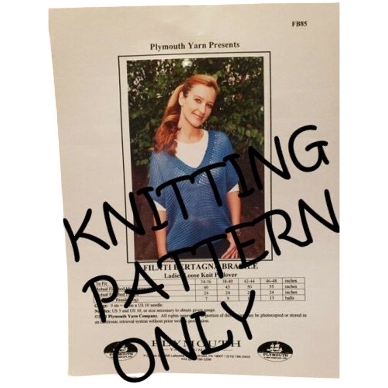 New Plymouth FB85 Filati Bertagna Brasile Ladies Loose Knit Pullover Pattern