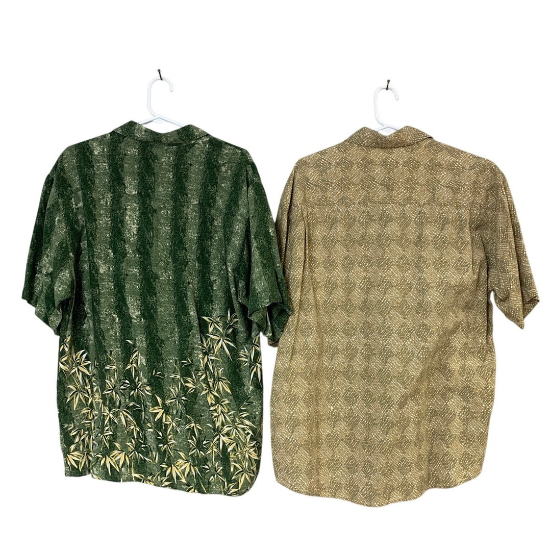 Lot of 2 Puritan Claiborne Mens Large Bamboo Short Sleeve Button Up Shirts