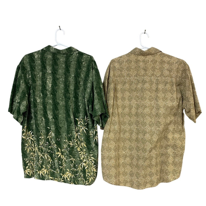 Lot of 2 Puritan Claiborne Mens Large Bamboo Short Sleeve Button Up Shirts