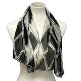 Vintage Rayon Hand Rolled Made In Japan Diamond Geometric Art Fashion Scarf