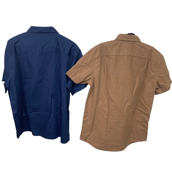 2 New American Eagle Mens Medium Solid Color Short Sleeve Button Down Shirts
