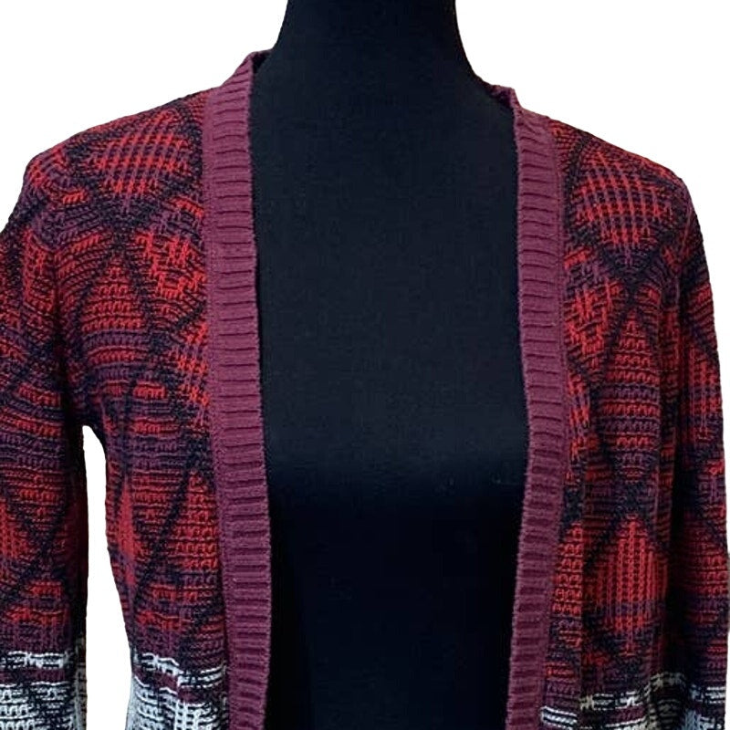 Mossimo Medium Plaid Check Cotton Blend Knit Open Grandpa Cardigan Sweater