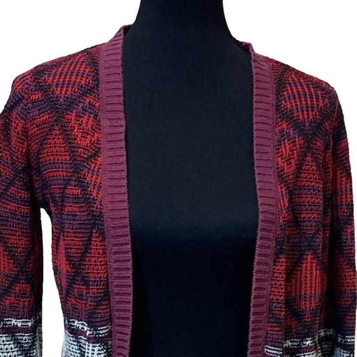 Mossimo Medium Plaid Check Cotton Blend Knit Open Grandpa Cardigan Sweater