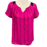 Worthington Womens Medium Notched V Neck Short Sleeve Career Blouse Top