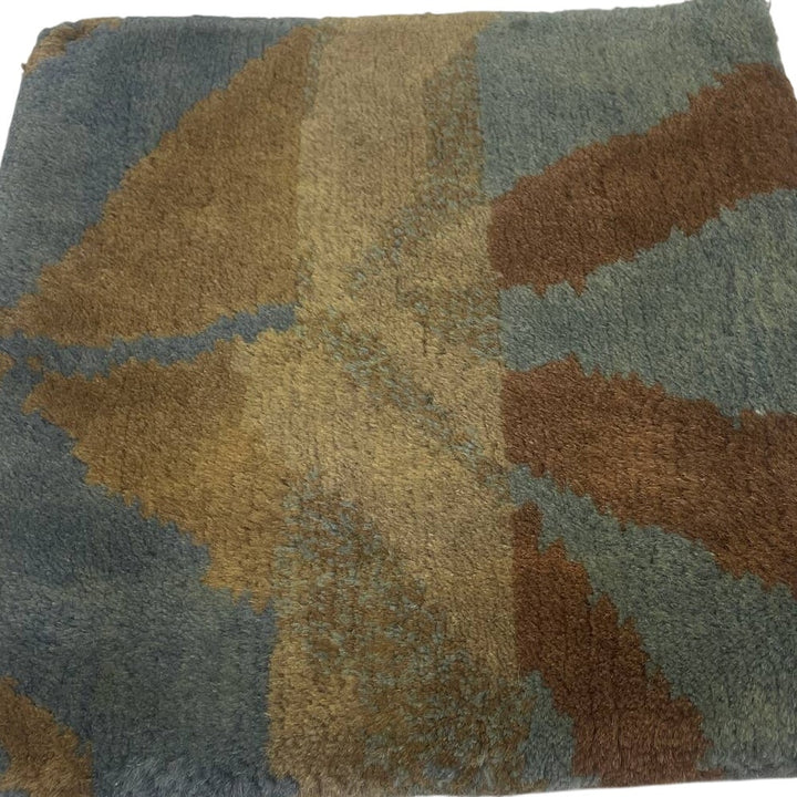 Liora Manne Karela Fern Aqua Brown 100% Wool Pile Carpet Swatch Square