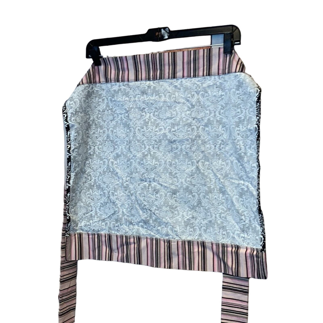 Cute Handmade Black White Toile Floral Pink Stripe Kitchen Craft Bow Tie Apron