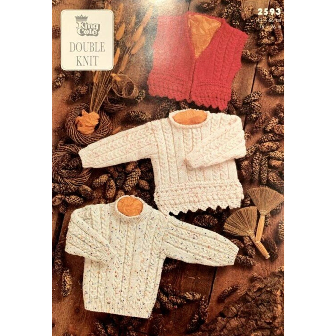 New King Cole 2593 Big Value Smarty Baby Sweater Waistcoat Vest Knitting Pattern