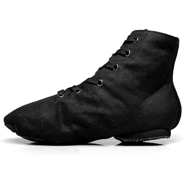 New Womens Size 6 Black Canvas Fabric Lace Up Jazz Character Ankle Boot Shoes