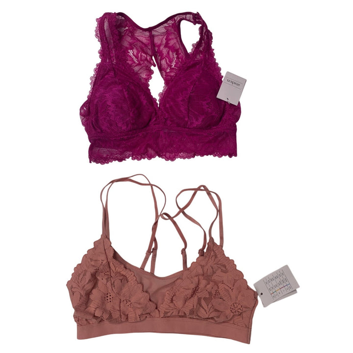 2 NWT New Auden Womens XS Simple Pullover Style Lace Plunge Bralettes