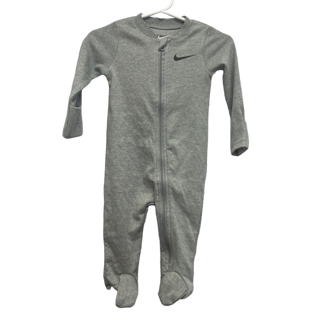 New Nike Baby Infant Zip Up Gray Unisex One Piece Long Sleeve Sleeper Bodysuit