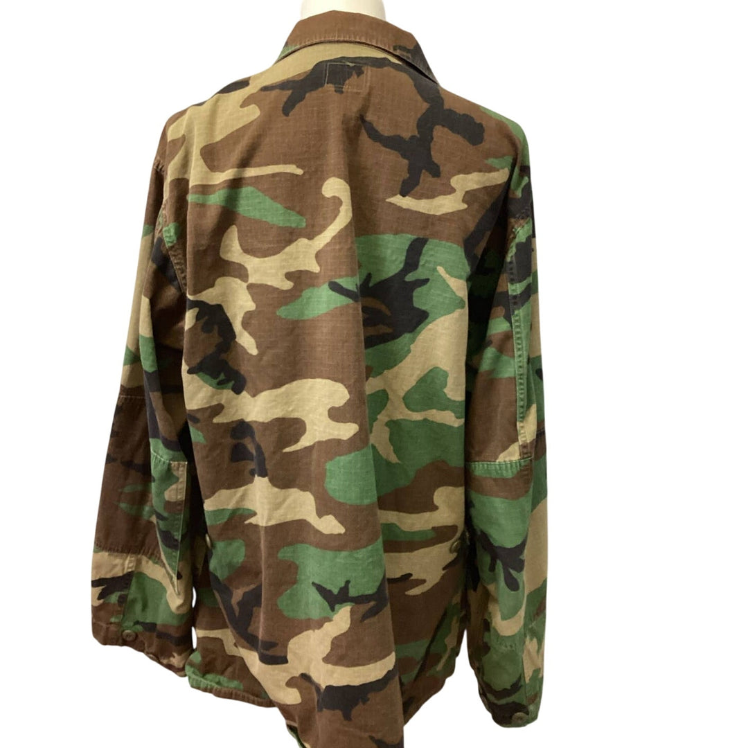 US Air Force Large Long Camouflage Long Sleeve Button Up Uniform Shirt Patches