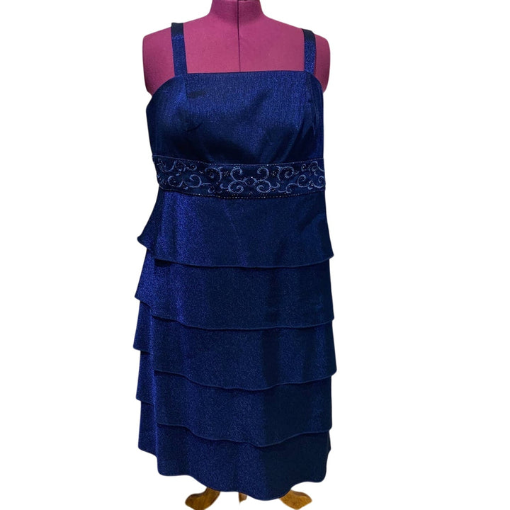 R&amp;M Richards Woman 20W Formal Ruffled Beaded Sleeveless Sheath Dress w Jacket