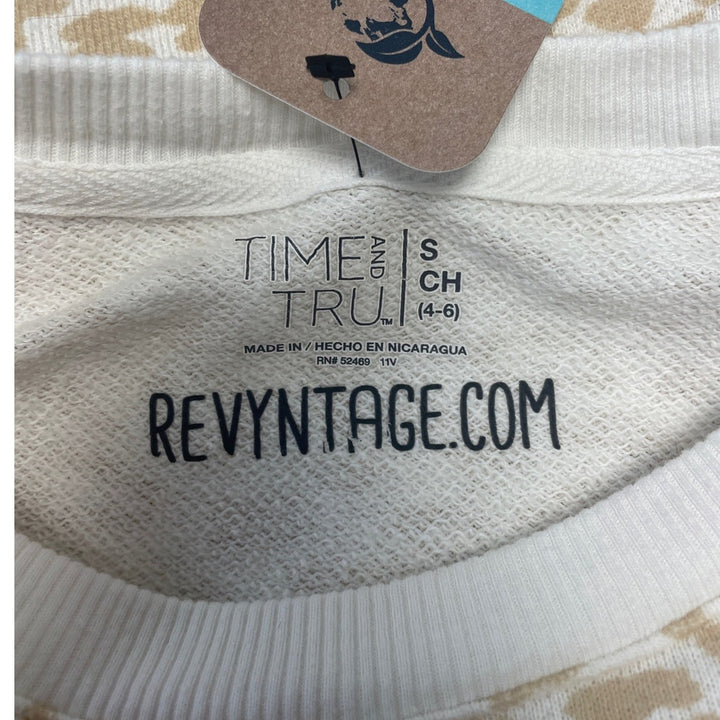 New Hand Printed Upcycled Womens Small Vintage Book Page Red Rose Sweatshirt