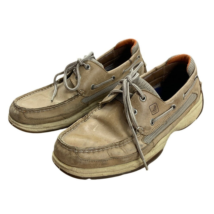 Sperry Top Sider Mens Size 9.5 Tan Genuine Leather Slide On Loafer Boat Shoes