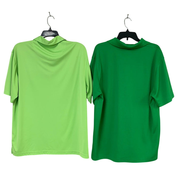 Lot of 2 Champions PGA Tour Mens XL Solid Green Short Sleeve Polo Shirts EUC
