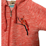 Hand Printed Upcycled Womens Small Cardinal Long Sleeve Full Zip Hoodie Jacket