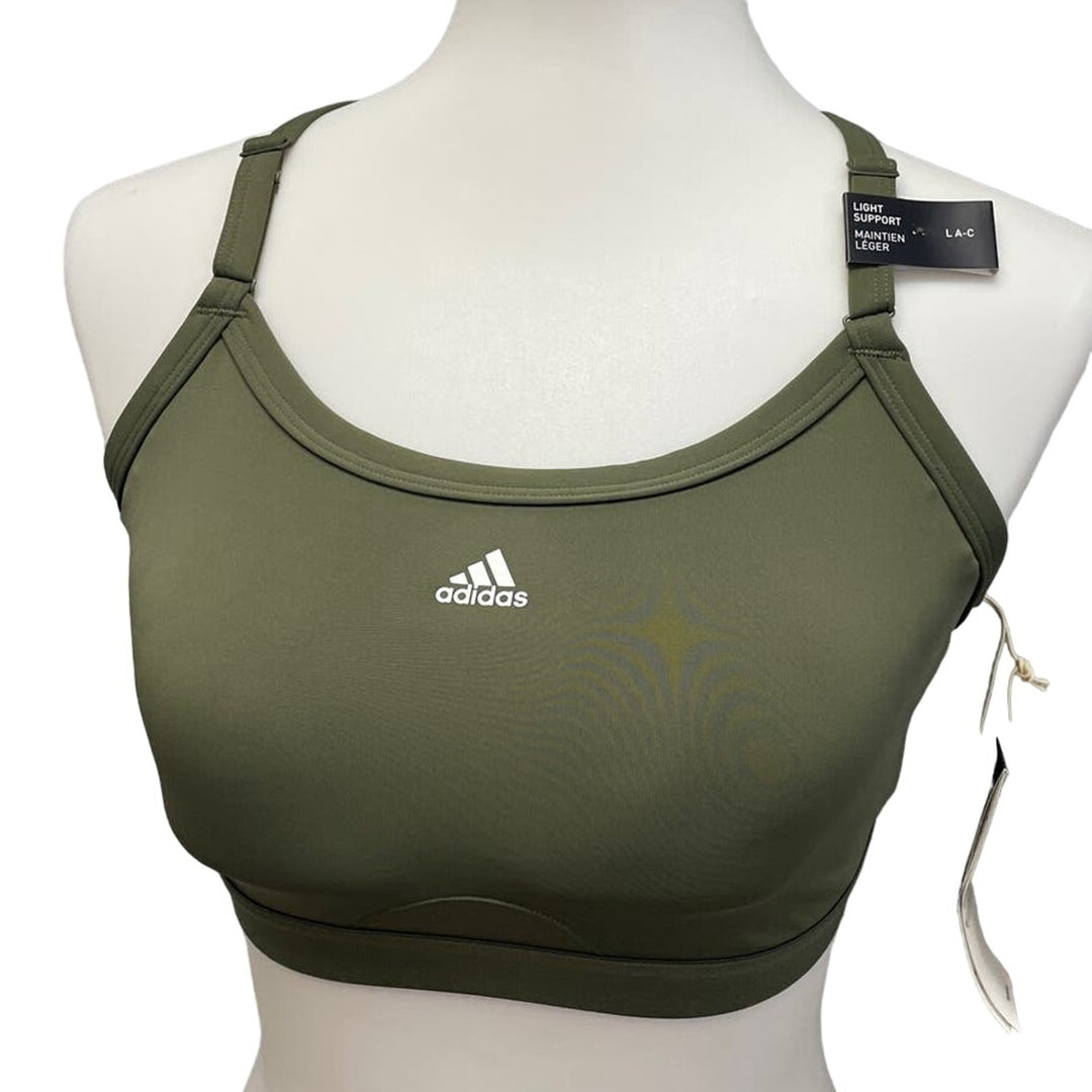 New Adidas Small 36AC Olive Light Support Removeable Pads Training Sports Bra
