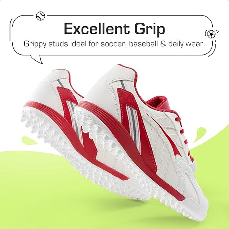 Dream Pairs Kids Size 13 White Red Soccer Baseball Softball Cleat Athletic Shoes