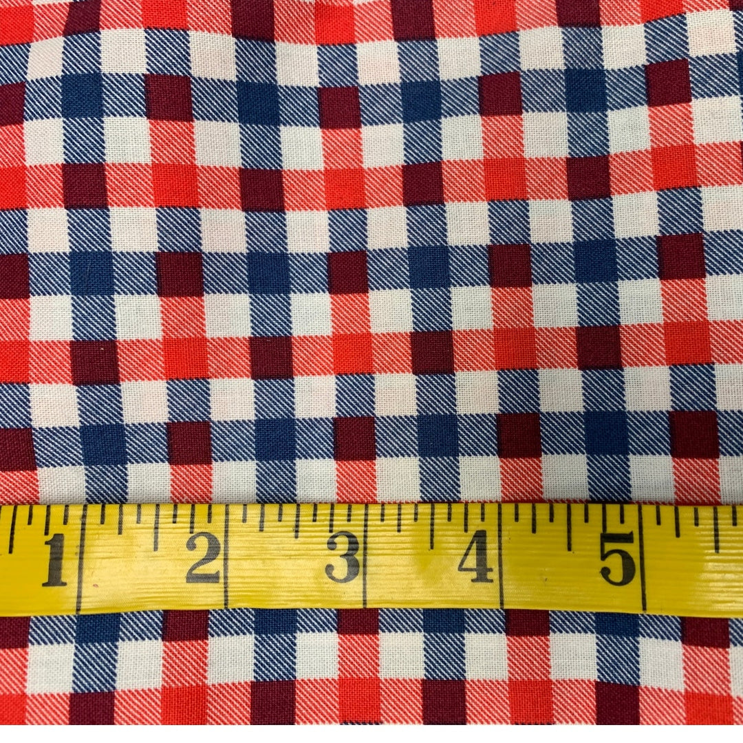 1 YD New Emma &amp; Mila 36" X 44" USA Red White Blue Gingham Quilting Cotton Fabric