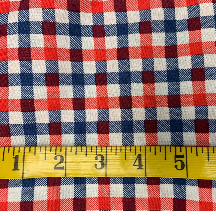 1 YD New Emma &amp; Mila 36" X 44" USA Red White Blue Gingham Quilting Cotton Fabric