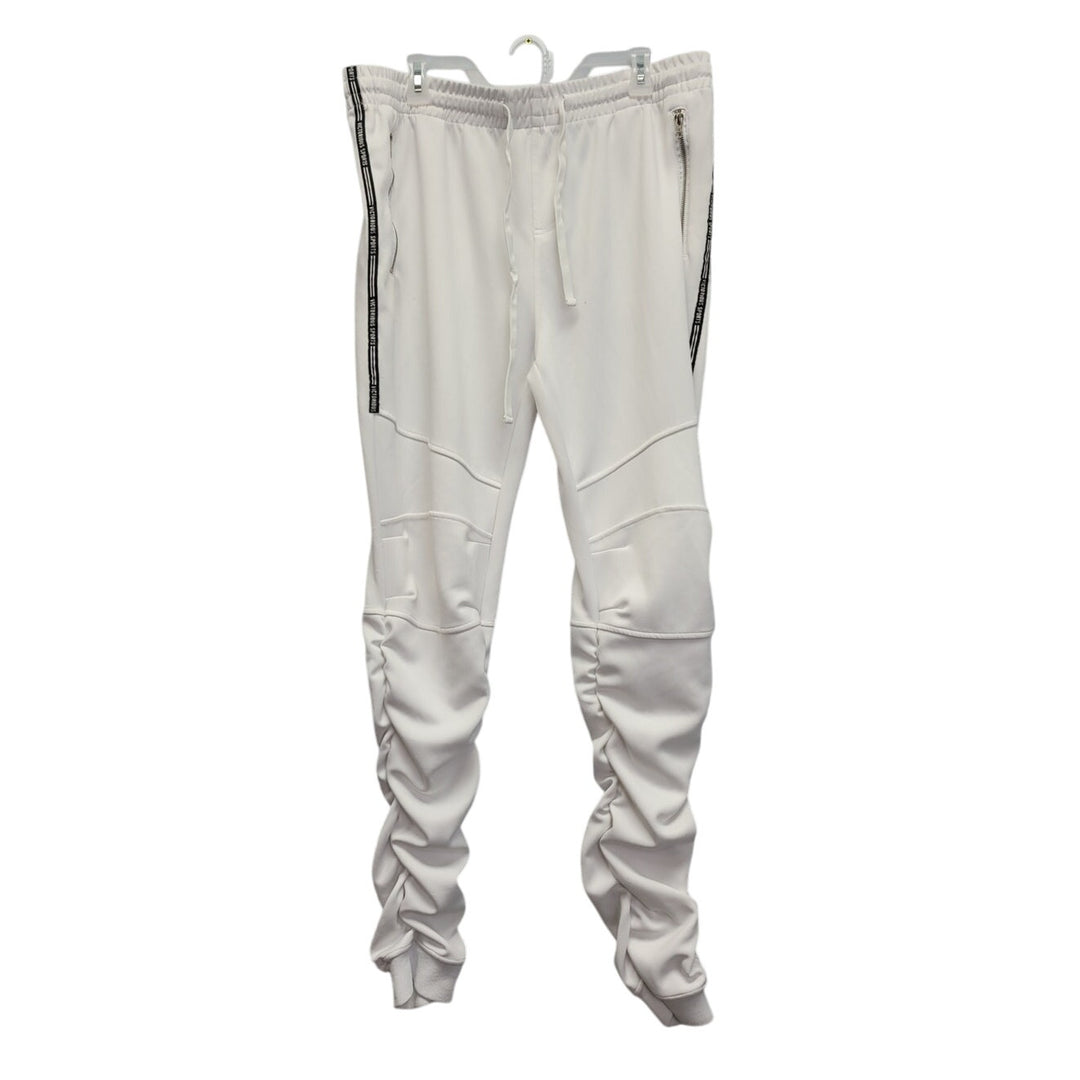 G Style Mens 3XL White PolySpandex Drawstring Waist Athletic Jogger Sweatpants