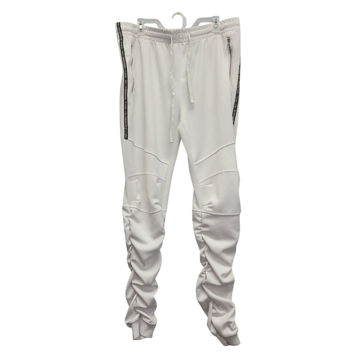 G Style Mens 3XL White PolySpandex Drawstring Waist Athletic Jogger Sweatpants