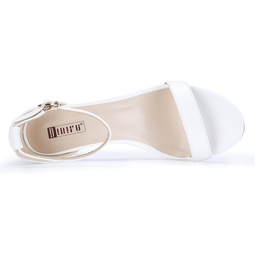 Idifu Womens Size 11 Cookie White Open Toe Ankle Strap 2.25" Chunky Heel Shoes