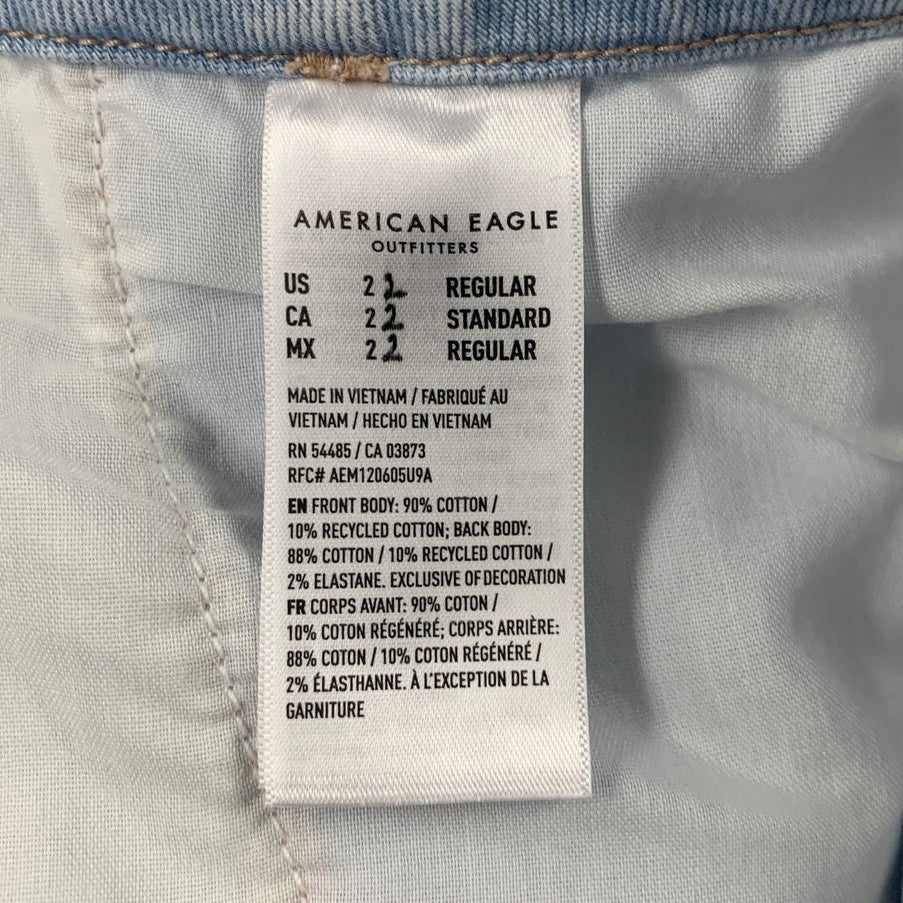 New American Eagle Womens Plus Size 22 Blue Cotton Blend Wide Leg Trouser Pants