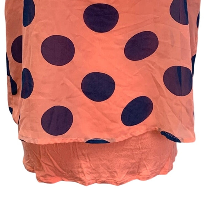 Charlie Womens Small Polka Dot Flowy Layered PolyBlend Short Sleeve Blouse Top