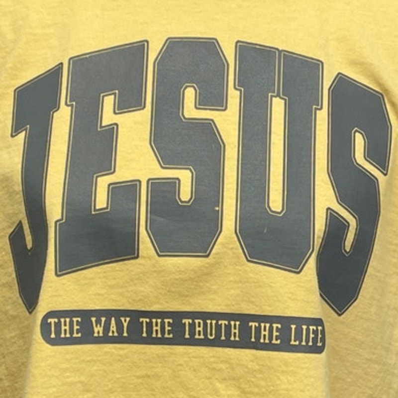 Hand Printed Upcycled Womens XL Jesus The Way The Truth the Life Tee Shirt
