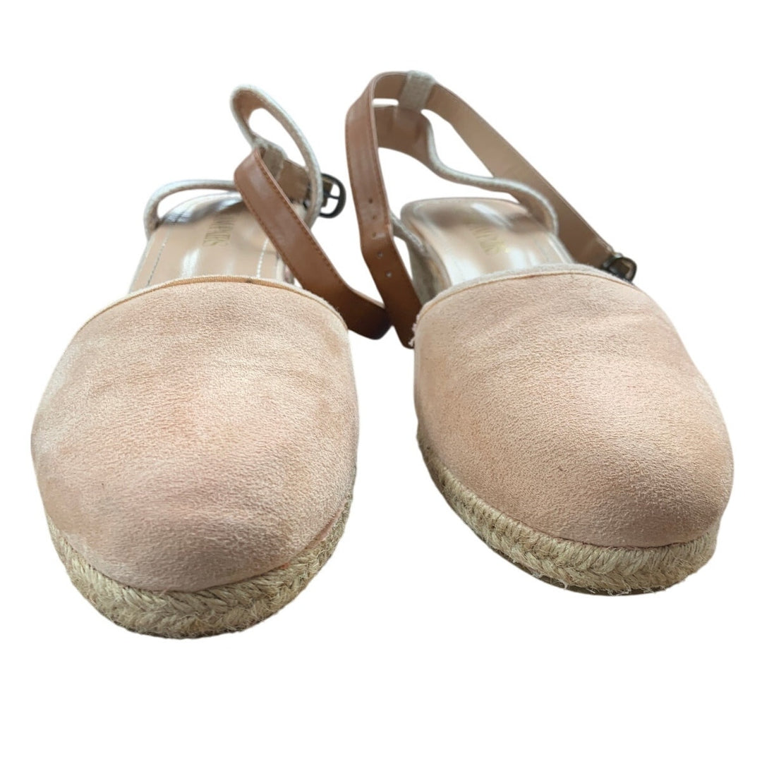 Dream Pairs Women Size 9.5 Pink Tan Espadrille 2.5" Wedge Heel Ankle Strap Shoes