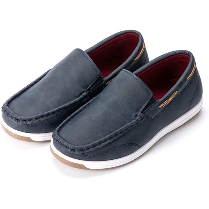 Cherry Popo Little Boys Size 2 Navy Blue Faux Leather Slide On Loafer Boat Shoes