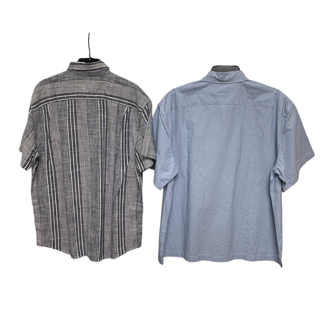 2 New American Eagle Mens Medium Striped Short Sleeve Button Up Collared Shirts