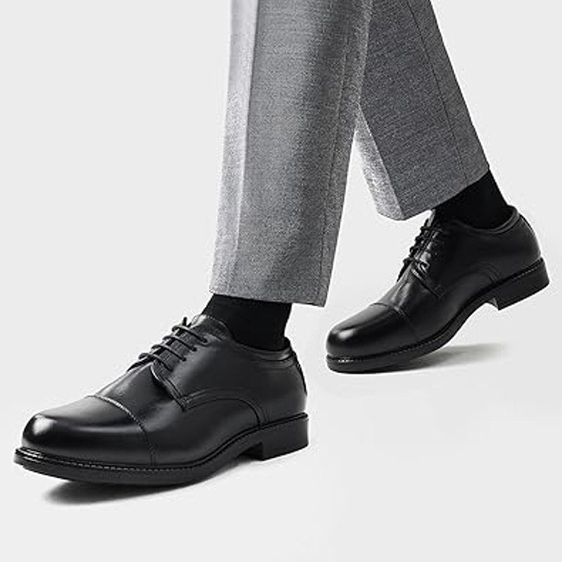 Bruno Marc Mens Size 8.5W Wide Black Lace Up Classic Oxford Dress Cap Toe Shoes