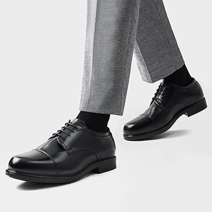 Bruno Marc Mens Size 8.5W Wide Black Lace Up Classic Oxford Dress Cap Toe Shoes